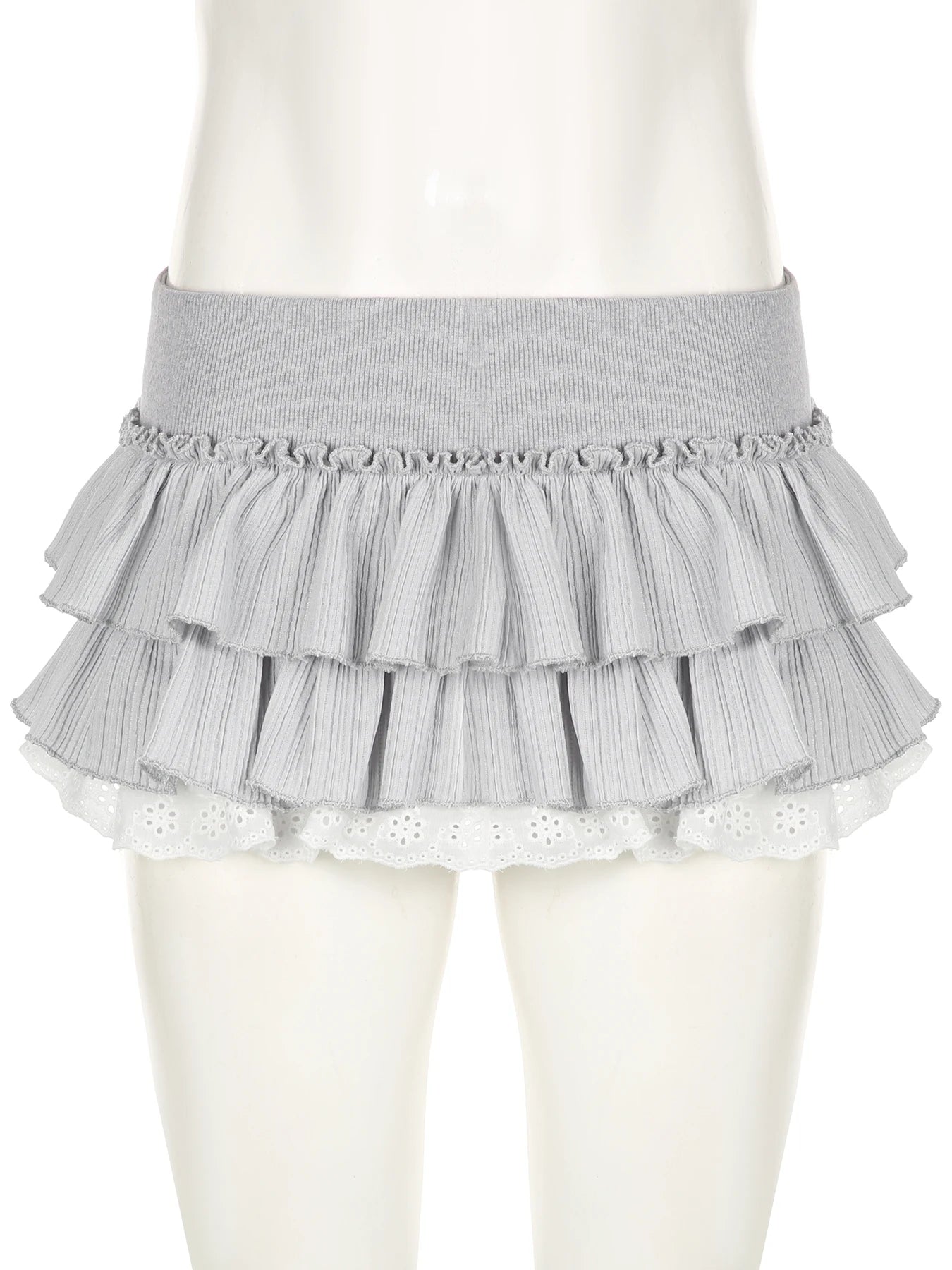 low rise ruffle pleated mini skirt