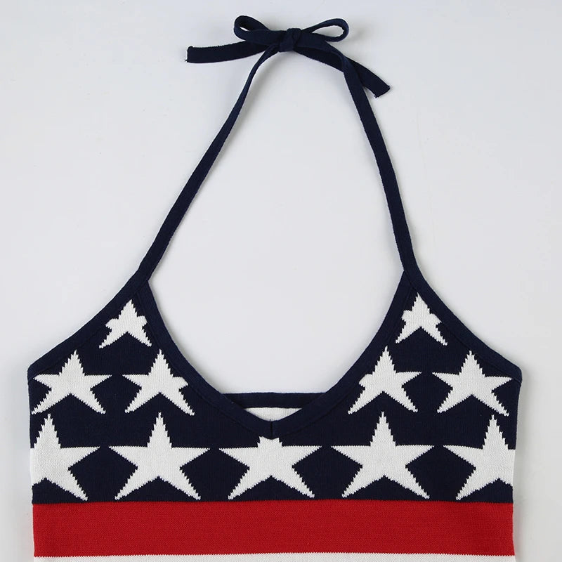 Stars & Stripes Backless Halter Top | Reigned