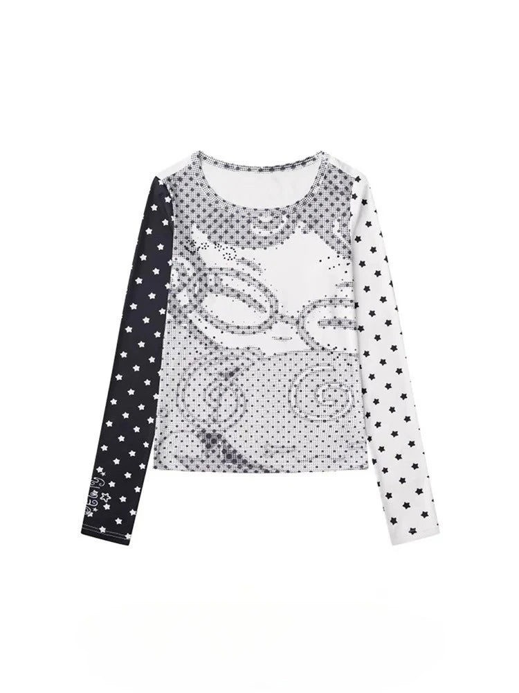 Vintage Anime theme polka-dot long sleeve t shirt | Reigned