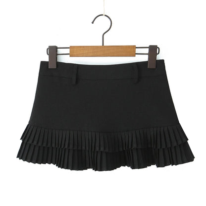 Low Rise Statement Piece Pleated Mini Skirt