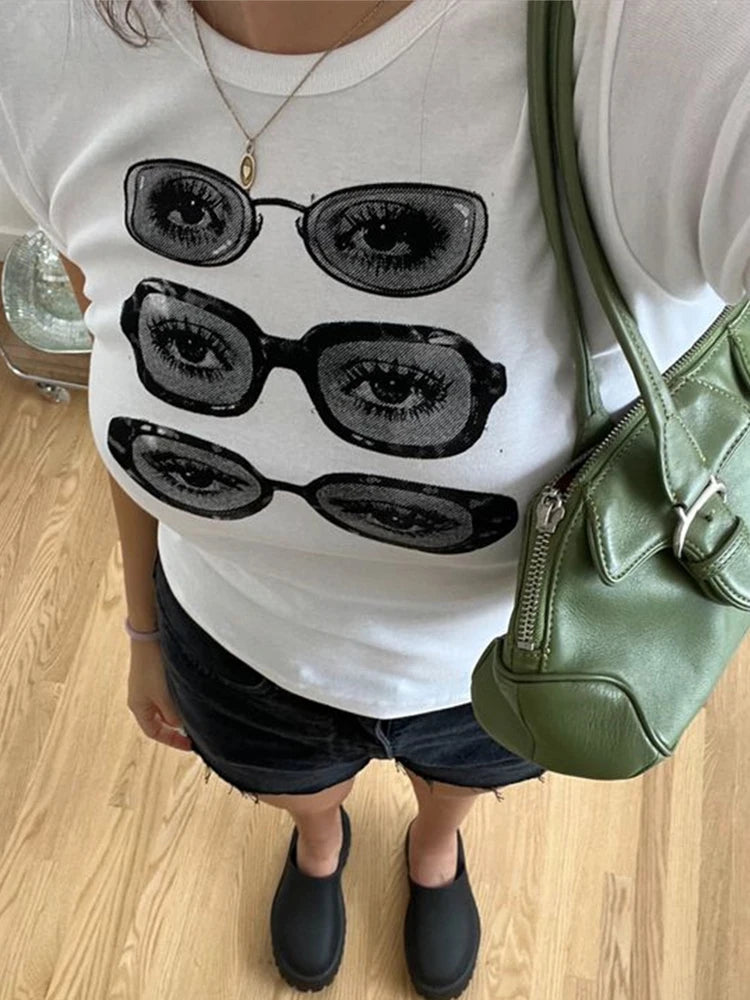 Vintage Glasses eyes tight fit baby tee