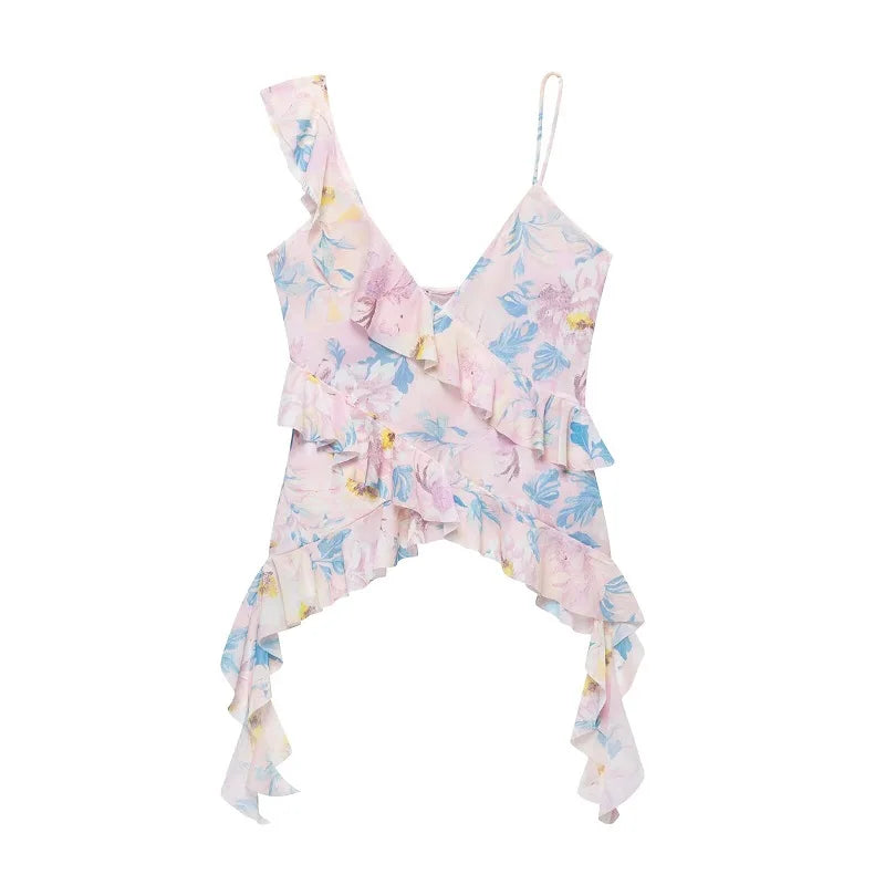 Ruffle Detail A-symmetrical Cami top | Reigned