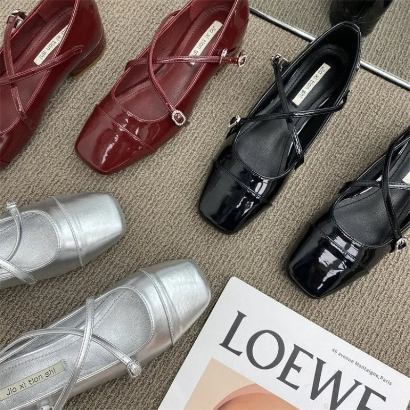 Mary jane buckle ballerina flats