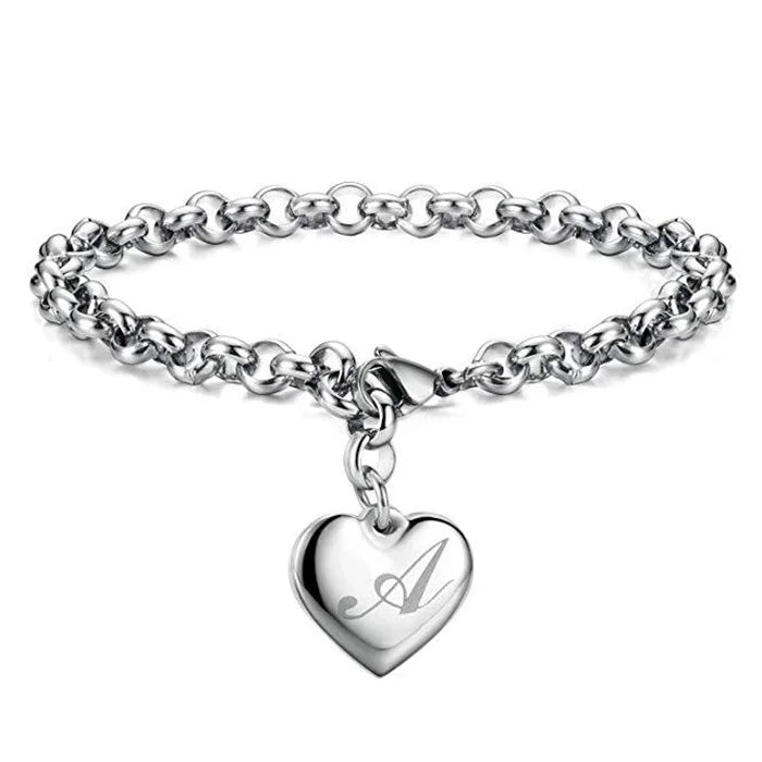 Heart Initial charm bracelet