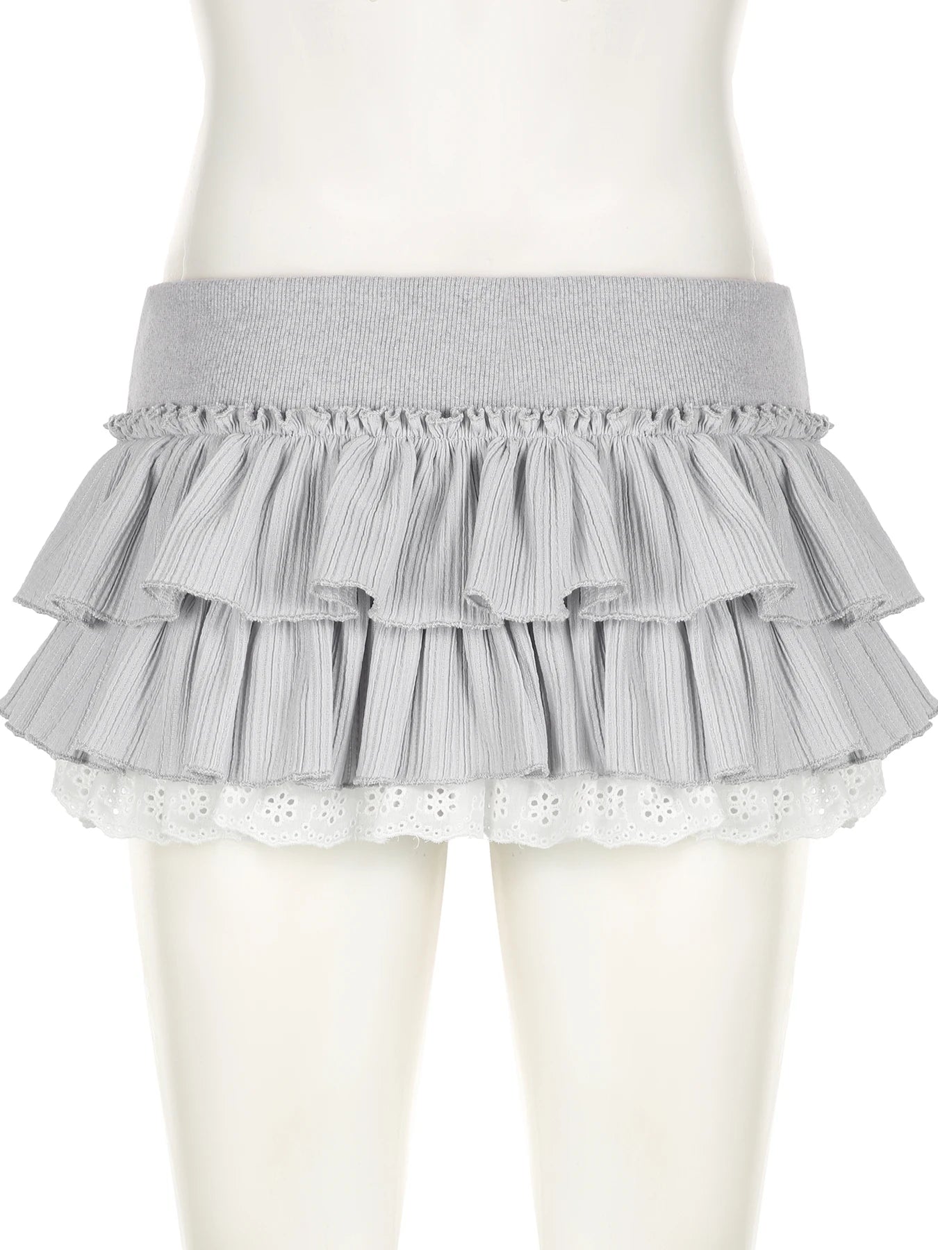 low rise ruffle pleated mini skirt