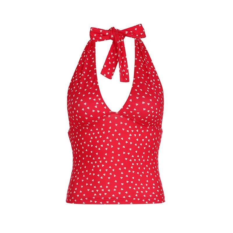 Deep V-Neck Tie Up Tight Fit Halter Top |Reigned