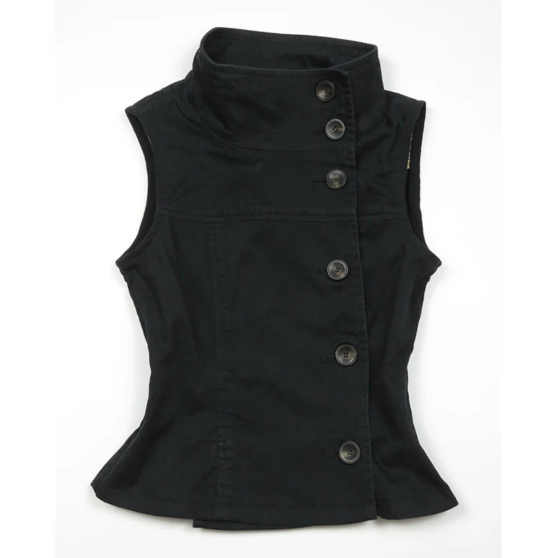 Mock Neck sleeveless button up shirt| Reigned