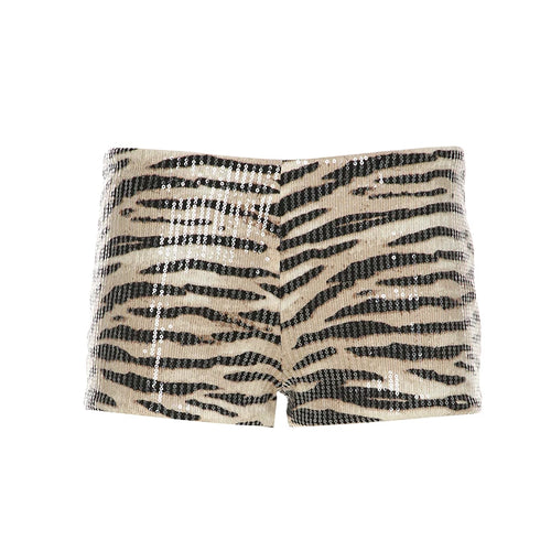 Tiger Print Low Rise Sequin Mini Shorts