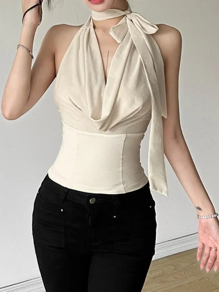 Scarf Detail Cowl Neck Top | Reigned