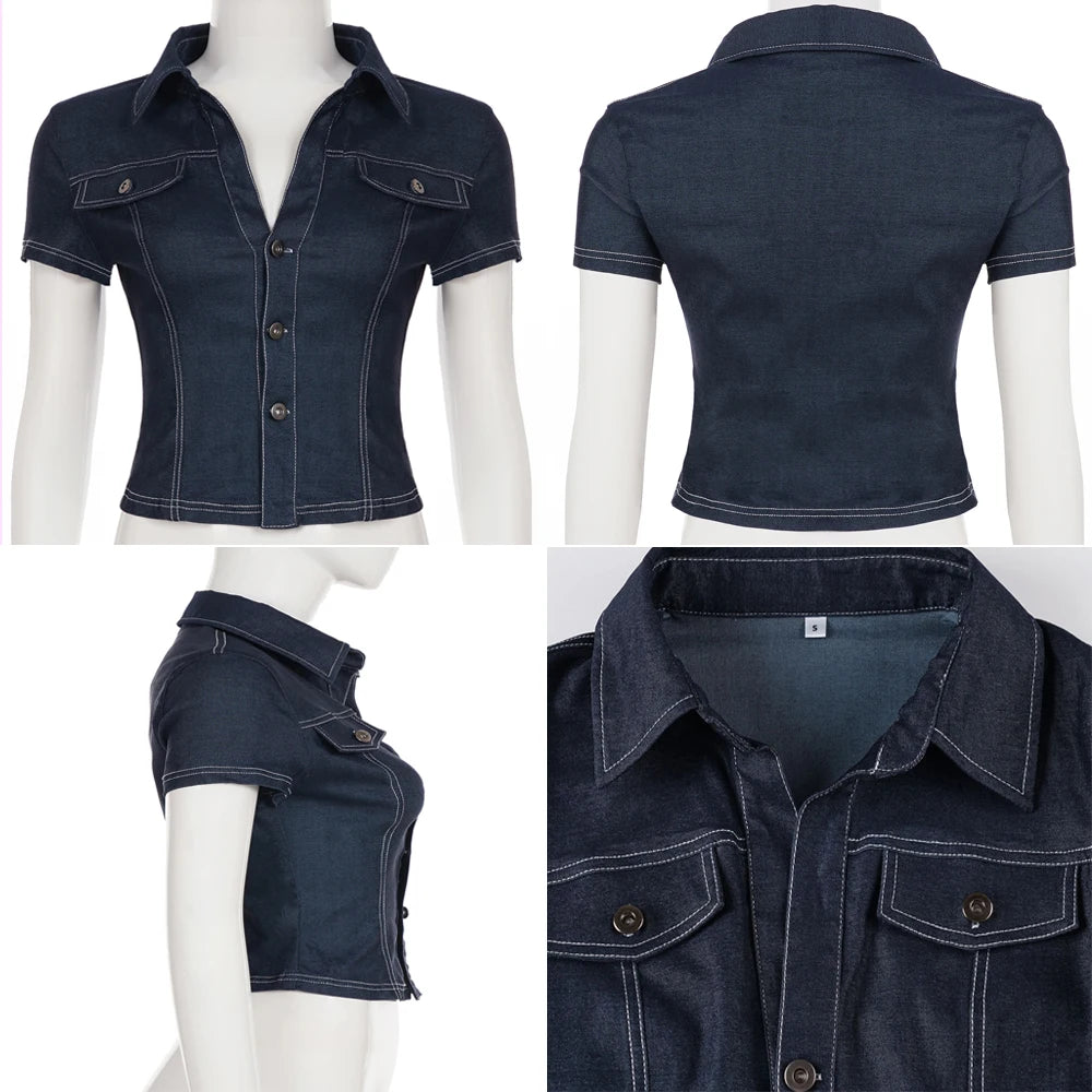 Denim Button Up Fitted Shirt |Reigned