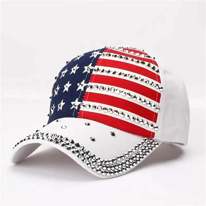 American Flag Studded Baseball Cap