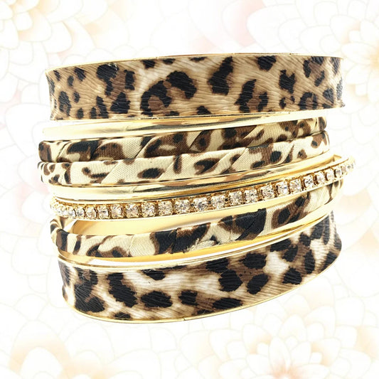 Leopard Print Golden Bangle Bracelets