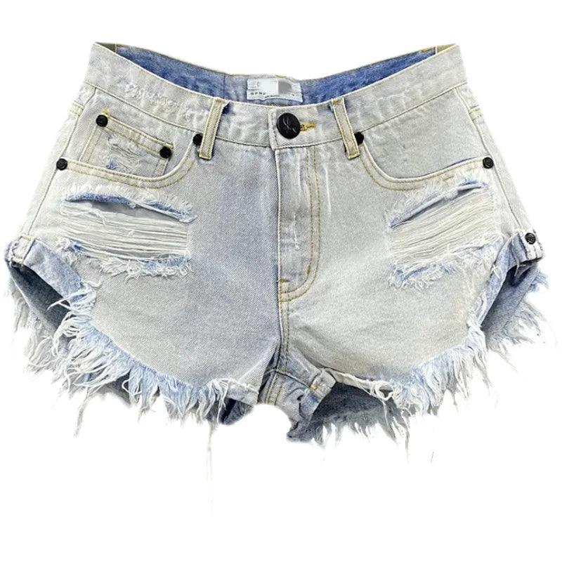 Low rise denim mini shorts