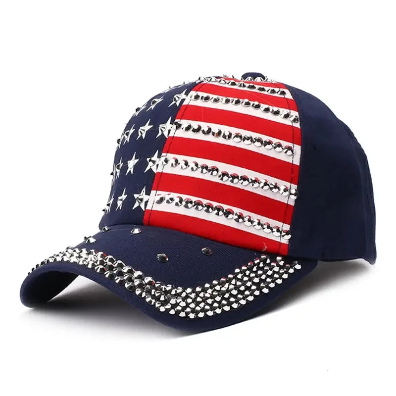 American Flag Studded Baseball Cap