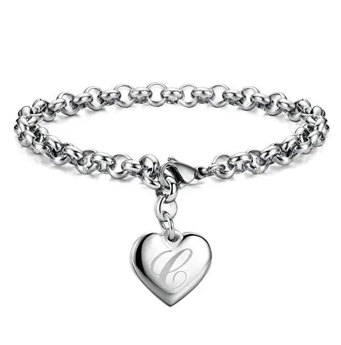 Heart Initial charm bracelet