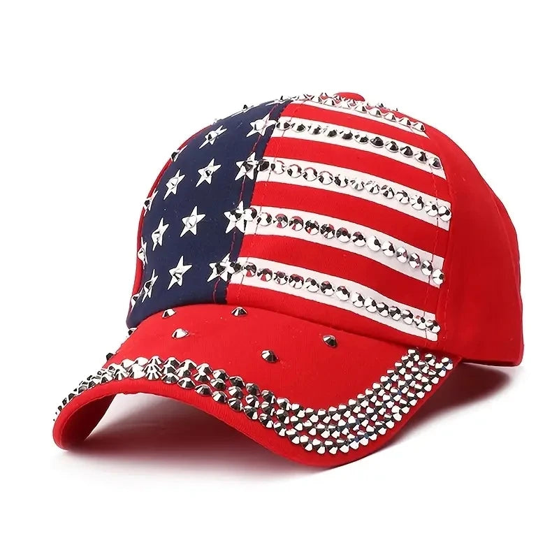American Flag Studded Baseball Cap
