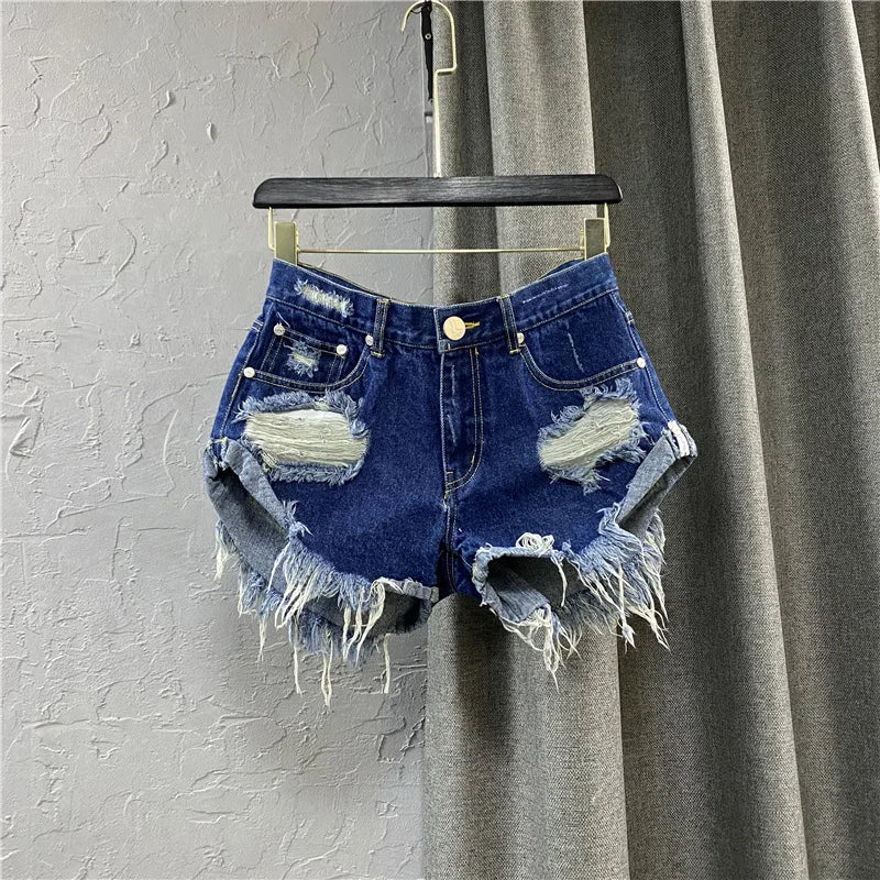 Low rise denim mini shorts