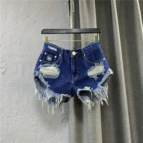 Low rise denim mini shorts