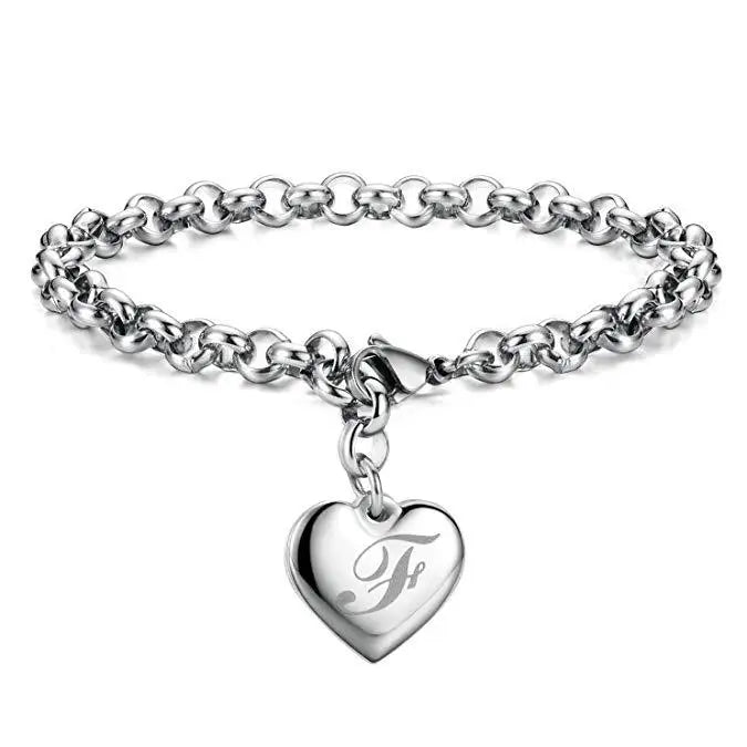 Heart Initial charm bracelet