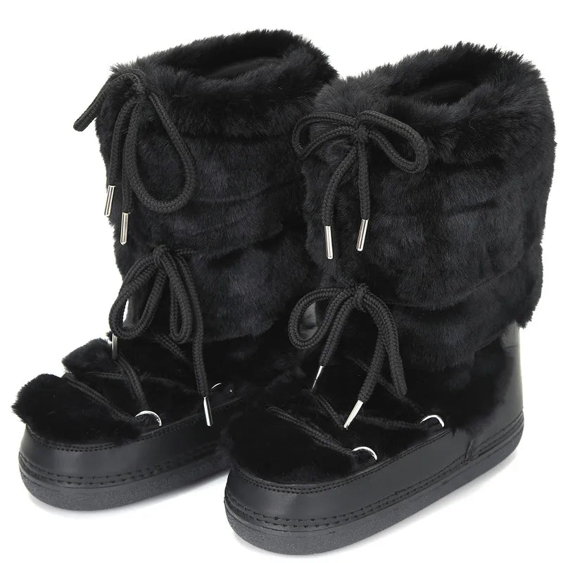 Lace up chunky snow boots
