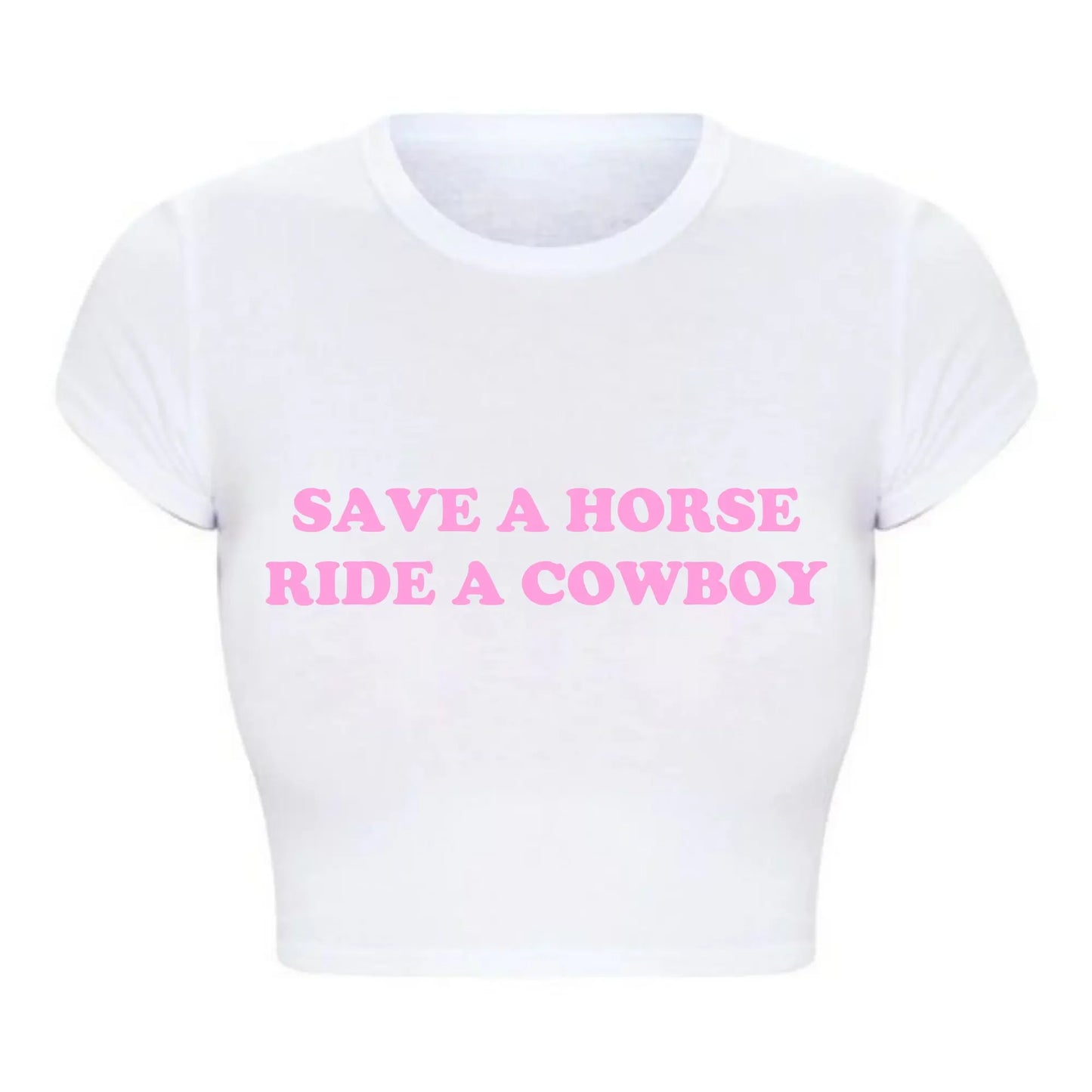 Save A Horse Ride A Cowboy Tight Fit Crop Top