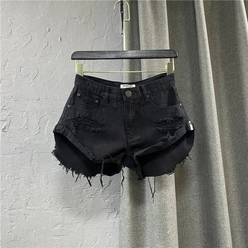 Low rise denim mini shorts